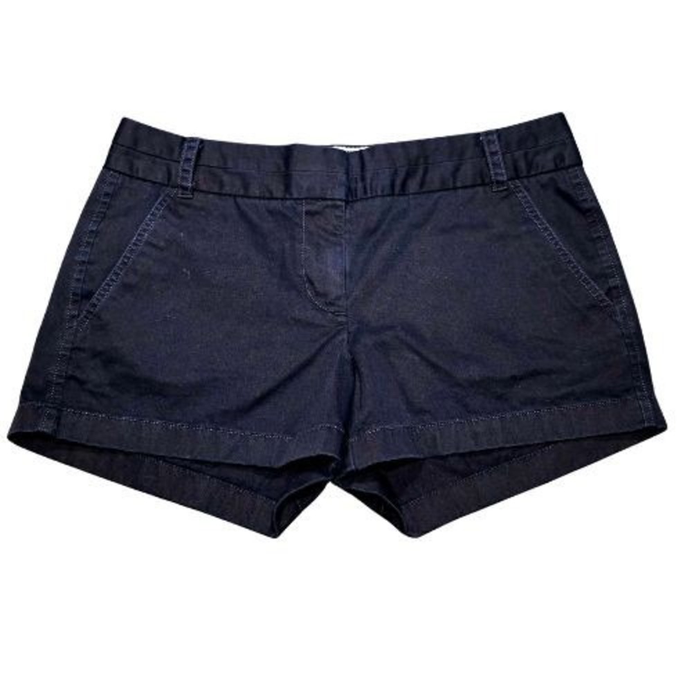 J.Crew Womens Navy Blue Chino Shorts Low Rise Cotton Blend Size 4 Preppy Capsule